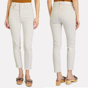 RE/DONE 90s High Rise Ankle Crop Jeans Vintage White Denim Casual Women’s